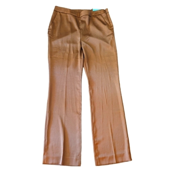 Chicos flex waist band satin classic modern Trousers bronze clay NWT sz 10 - Picture 7 of 9